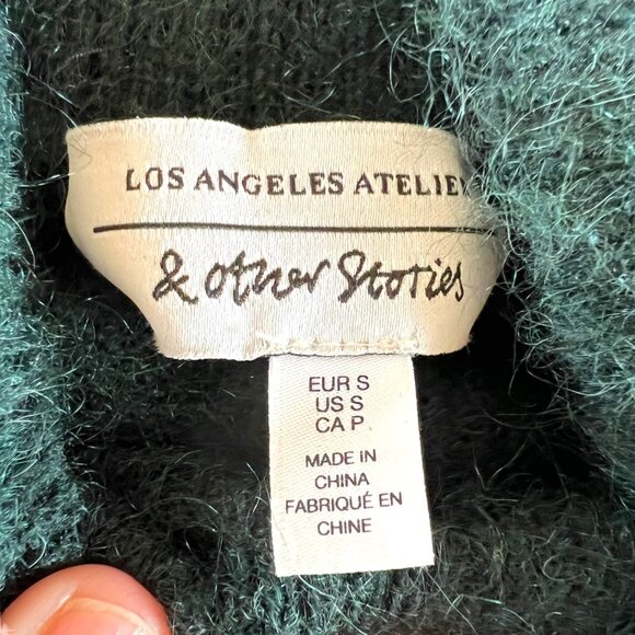 & Other Stories Green Mohair Blend Mockneck Sweater Size Small - Picture 11 of 14